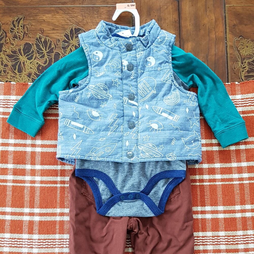 Baby Boy Outfit-set 6-9 months Cat & Jack 3 PIECE BRAND NEW